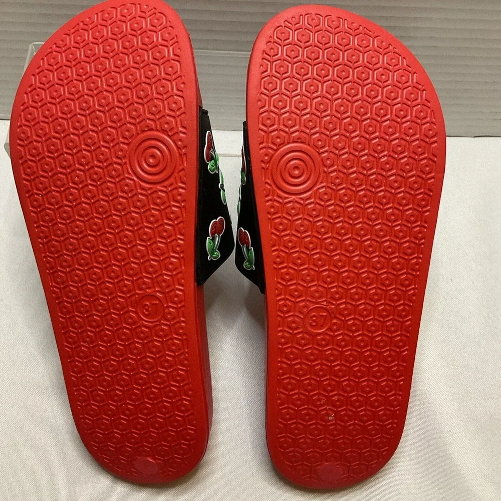 Memoi Red & Black Cherry Lightweight Slides Sz 7-8‎